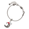 Silver Plated Large Crescent Moon Santa Face - Silver Plated Twist Rope Bead Charm Dangle with Mini Year 2025 on a large hole bead bracelet Jewelry Ideas and Examples