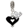 Silver Plated Black and White Enamel Heart - Silver Plated Twist Rope Bead Charm Dangle with Mini Year 2025: Year to Remember Jewelry Gift - Celebrations