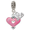 Silver Plated Hot Pink Enamel Heart with Cutout - Silver Plated Twist Rope Bead Charm Dangle with Mini Year 2025: Year to Remember Jewelry Gift - Celebrations