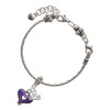 Silver Plated Hot Purple Enamel Heart with Cutout - Silver Plated Twist Rope Bead Charm Dangle with Mini Year 2025 on a large hole bead bracelet Jewelry Ideas and Examples