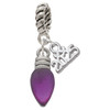 Silver Plated Christmas Lights - Purple Resin - Silver Plated Twist Rope Bead Charm Dangle with Mini Year 2025: Year to Remember Jewelry Gift - Celebrations