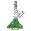 Silver Plated Green Resin Christmas Tree with Crystals - Silver Plated Twist Rope Bead Charm Dangle with Mini Year 2025: Year to Remember Jewelry Gift - Celebrations