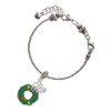 Silver Plated Green Resin Wreath with Crystals - Silver Plated Twist Rope Bead Charm Dangle with Mini Year 2025 on a large hole bead bracelet Jewelry Ideas and Examples