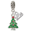 Silver Plated Green Christmas Tree with Red Crystals - Silver Plated Twist Rope Bead Charm Dangle with Mini Year 2025: Year to Remember Jewelry Gift - Celebrations