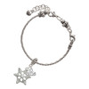 Silver Plated Snowflake with Clear Crystal - Silver Plated Twist Rope Bead Charm Dangle with Mini Year 2025 on a large hole bead bracelet Jewelry Ideas and Examples