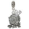 Silver Plated Antiqued Turkey - Silver Plated Twist Rope Bead Charm Dangle with Mini Year 2025: Year to Remember Jewelry Gift - Celebrations