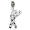 Silver Plated Small Antiqued Ribbon with Paws - Silver Plated Twist Rope Bead Charm Dangle with Mini Year 2025: Year to Remember Jewelry Gift - Celebrations
