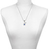 Silver Plated Horseshoe with Oval Blue Crystal - Silver Plated Twist Rope Bead Charm Dangle with Mini Year 2025 as a necklace pendant