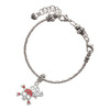 Silver Plated Skull and Crossbones with Red Crystals - Silver Plated Twist Rope Bead Charm Dangle with Mini Year 2025 on a large hole bead bracelet Jewelry Ideas and Examples