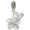 Silver Plated White Plumeria Flower - Silver Plated Twist Rope Bead Charm Dangle with Mini Year 2025: Year to Remember Jewelry Gift - Celebrations