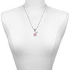 Silver Plated Pink Plumeria Flower - Silver Plated Twist Rope Bead Charm Dangle with Mini Year 2025 as a necklace pendant