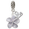 Silver Plated Purple Plumeria Flower - Silver Plated Twist Rope Bead Charm Dangle with Mini Year 2025: Year to Remember Jewelry Gift - Celebrations