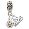 Silver Plated Mini Paw with Yellow Crystal - Silver Plated Twist Rope Bead Charm Dangle with Mini Year 2025: Year to Remember Jewelry Gift - Celebrations