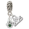 Silver Plated Mini Paw with Green Crystal - Silver Plated Twist Rope Bead Charm Dangle with Mini Year 2025: Year to Remember Jewelry Gift - Celebrations
