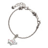 Silver Plated Small ''Princess'' Crown with Pink Crystals - Silver Plated Twist Rope Bead Charm Dangle with Mini Year 2025 on a large hole bead bracelet Jewelry Ideas and Examples