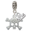 Silver Plated Skull with Clear Crystals - Silver Plated Twist Rope Bead Charm Dangle with Mini Year 2025: Year to Remember Jewelry Gift - Celebrations