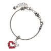 Silver Plated Open Heart with Red Crystal Border - Silver Plated Twist Rope Bead Charm Dangle with Mini Year 2025 on a large hole bead bracelet Jewelry Ideas and Examples