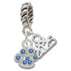 Silver Plated Mini Paw with Blue Crystals - Silver Plated Twist Rope Bead Charm Dangle with Mini Year 2025: Year to Remember Jewelry Gift - Celebrations
