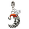 Silver Plated Small Crescent Moon Santa - Silver Plated Twist Rope Bead Charm Dangle with Mini Year 2025: Year to Remember Jewelry Gift - Celebrations