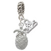 Silver Plated Pineapple - Silver Plated Twist Rope Bead Charm Dangle with Mini Year 2025: Year to Remember Jewelry Gift - Celebrations