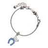 Silver Plated Blue Crystal Horseshoe - Silver Plated Twist Rope Bead Charm Dangle with Mini Year 2025 on a large hole bead bracelet Jewelry Ideas and Examples