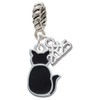 Silver Plated Large 2-D Black Cat Back - Silver Plated Twist Rope Bead Charm Dangle with Mini Year 2025: Year to Remember Jewelry Gift - Celebrations