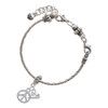 Silver Plated Peace Sign - Silver Plated Twist Rope Bead Charm Dangle with Mini Year 2025 on a large hole bead bracelet Jewelry Ideas and Examples