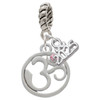 Silver Plated Om in Circle with Pink Crystal - Silver Plated Twist Rope Bead Charm Dangle with Mini Year 2025: Year to Remember Jewelry Gift - Celebrations