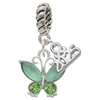 Silver Plated Butterfly with Green Wings - Silver Plated Twist Rope Bead Charm Dangle with Mini Year 2025: Year to Remember Jewelry Gift - Celebrations