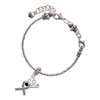 Silver Plated Scroll Ribbon with Black Crystal - Silver Plated Twist Rope Bead Charm Dangle with Mini Year 2025 on a large hole bead bracelet Jewelry Ideas and Examples