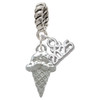 Silver Plated Ice Cream Cone - Silver Plated Twist Rope Bead Charm Dangle with Mini Year 2025: Year to Remember Jewelry Gift - Celebrations