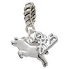 Silver Plated Flying Pig - Silver Plated Twist Rope Bead Charm Dangle with Mini Year 2025: Year to Remember Jewelry Gift - Celebrations