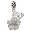 Silver Plated Bee on White Flower - Silver Plated Twist Rope Bead Charm Dangle with Mini Year 2025: Year to Remember Jewelry Gift - Celebrations