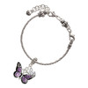 Silver Plated Large Purple Butterfly with 6 AB Crystals - Silver Plated Twist Rope Bead Charm Dangle with Mini Year 2025 on a large hole bead bracelet Jewelry Ideas and Examples