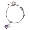 Silver Plated Purple and White African Violet Flower - Silver Plated Twist Rope Bead Charm Dangle with Mini Year 2025 on a large hole bead bracelet Jewelry Ideas and Examples