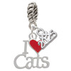 Silver Plated I Love Cats with Red Heart - Silver Plated Twist Rope Bead Charm Dangle with Mini Year 2025: Year to Remember Jewelry Gift - Celebrations