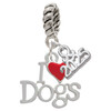 Silver Plated I love Dogs with Red Heart - Silver Plated Twist Rope Bead Charm Dangle with Mini Year 2025: Year to Remember Jewelry Gift - Celebrations