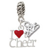 Silver Plated I love to Cheer with Red Heart - Silver Plated Twist Rope Bead Charm Dangle with Mini Year 2025: Year to Remember Jewelry Gift - Celebrations