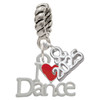 Silver Plated I love Dance with Red Heart - Silver Plated Twist Rope Bead Charm Dangle with Mini Year 2025: Year to Remember Jewelry Gift - Celebrations