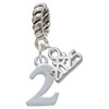 Silver Plated Number - 2 - Silver Plated Twist Rope Bead Charm Dangle with Mini Year 2025: Year to Remember Jewelry Gift - Celebrations