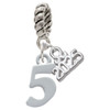Silver Plated Number - 5 - Silver Plated Twist Rope Bead Charm Dangle with Mini Year 2025: Year to Remember Jewelry Gift - Celebrations