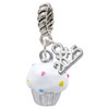 Silver Plated 3-D White Cupcake with Sprinkles - Silver Plated Twist Rope Bead Charm Dangle with Mini Year 2025: Year to Remember Jewelry Gift - Celebrations