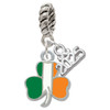 Silver Plated Irish Flag Shamrock - Silver Plated Twist Rope Bead Charm Dangle with Mini Year 2025: Year to Remember Jewelry Gift - Celebrations
