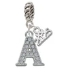 Silver Plated Crystal Initial - A - Silver Plated Twist Rope Bead Charm Dangle with Mini Year 2025: Year to Remember Jewelry Gift - Celebrations