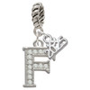 Silver Plated Crystal Initial - F - Silver Plated Twist Rope Bead Charm Dangle with Mini Year 2025: Year to Remember Jewelry Gift - Celebrations