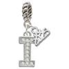 Silver Plated Crystal Initial - I - Silver Plated Twist Rope Bead Charm Dangle with Mini Year 2025: Year to Remember Jewelry Gift - Celebrations