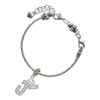 Silver Plated Crystal Initial - J - Silver Plated Twist Rope Bead Charm Dangle with Mini Year 2025 on a large hole bead bracelet Jewelry Ideas and Examples