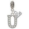 Silver Plated Crystal Initial - U - Silver Plated Twist Rope Bead Charm Dangle with Mini Year 2025: Year to Remember Jewelry Gift - Celebrations