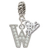 Silver Plated Crystal Initial - W - Silver Plated Twist Rope Bead Charm Dangle with Mini Year 2025: Year to Remember Jewelry Gift - Celebrations