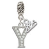 Silver Plated Crystal Initial - Y - Silver Plated Twist Rope Bead Charm Dangle with Mini Year 2025: Year to Remember Jewelry Gift - Celebrations